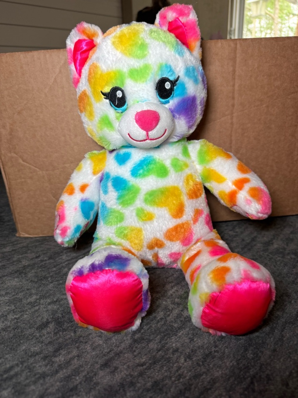 Build a bear Colorful Rainbow Heart Plush Bear - Bright Multicolor